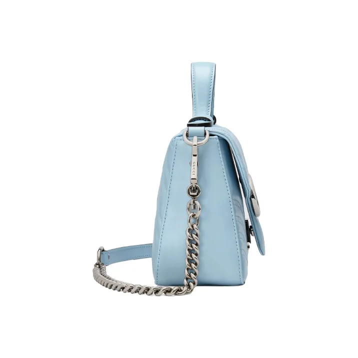 GUCCI Marmont Quilting Leather Messenger Bag Shoulder Bag Crossbody Bag Handbag Mini Women's Light Blue-5