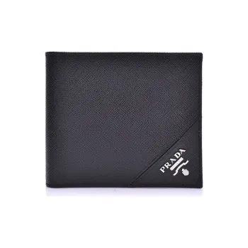 PRADA Calfskin Wallet Men's Black
