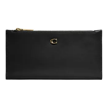 COACH Snap Wallet Calfskin Wallet Women's Black