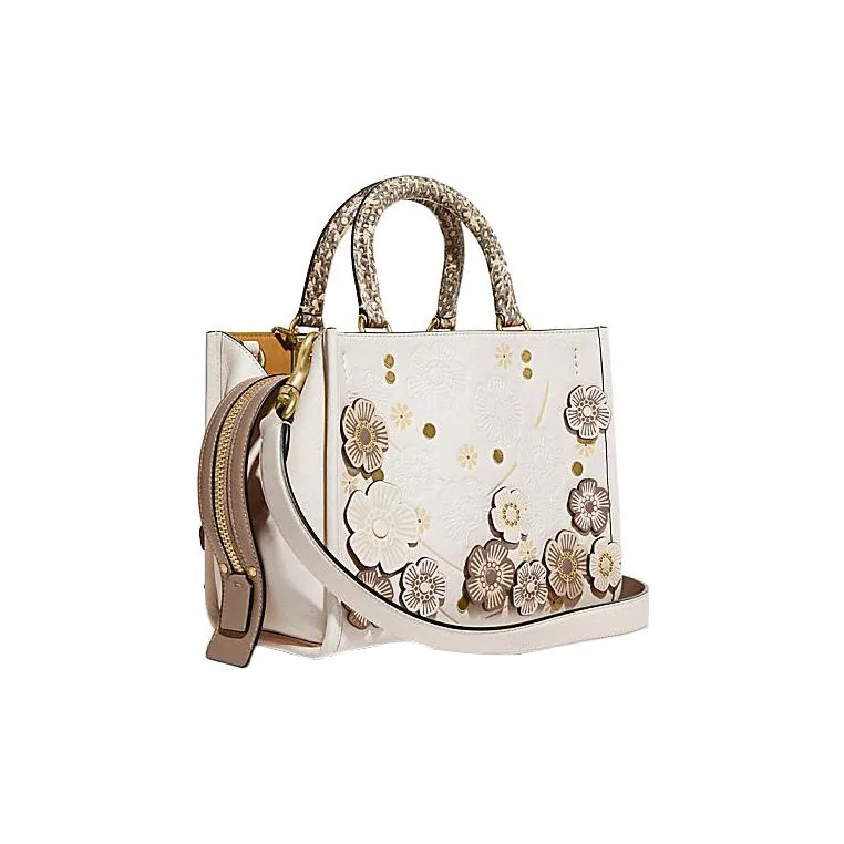 COACH Rogue Snake Leather Shoulder Bag, Crossbody Bag, Handbag Medium Size Women's White-2