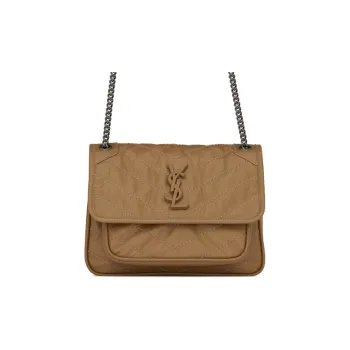 SAINT LAURENT Niki Calfskin Hobo Bag Crossbody Bag Shoulder Bag Mini Women's Brown Yellow