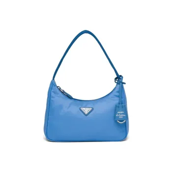 PRADA Hobo Nylon Underarm Handbag, Shoulder Bag Women's Blue