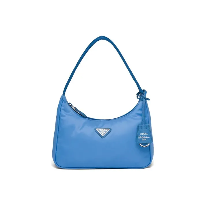 PRADA Hobo Nylon Underarm Handbag, Shoulder Bag Women's Blue-0