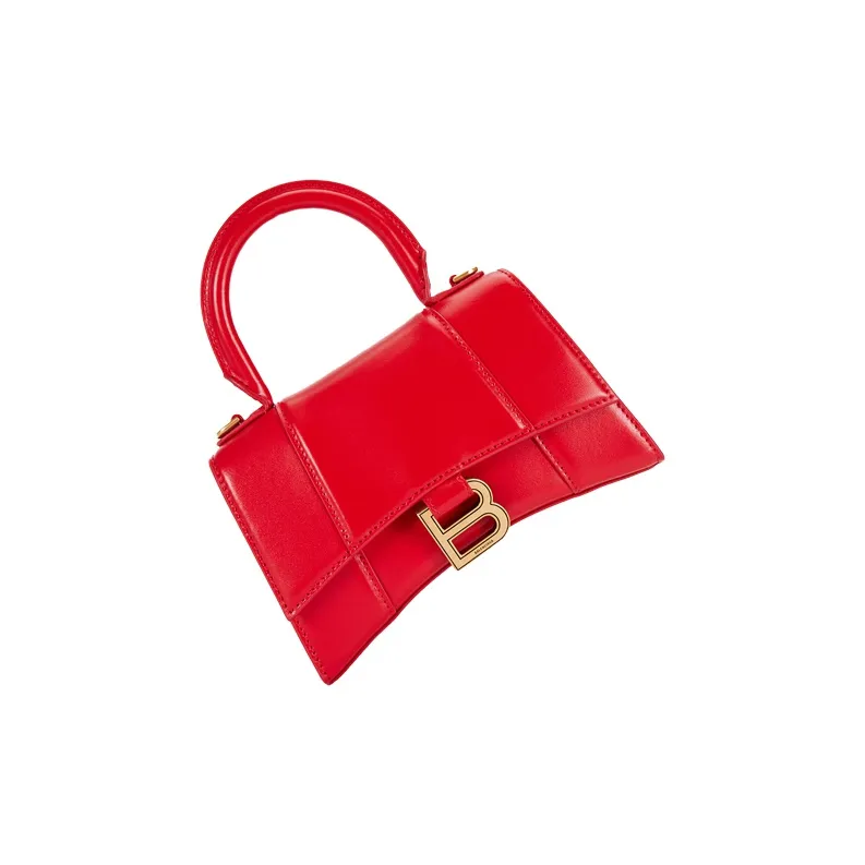 Balenciaga Hourglass Calfskin Handbag Shoulder Bag Women's Red-1