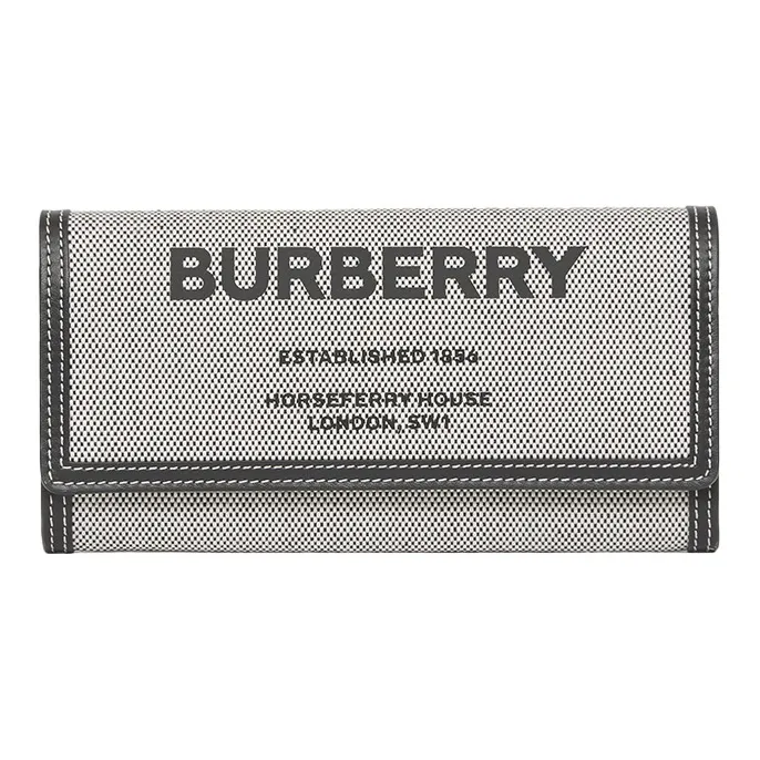 Burberry Horseferry Cotton Canvas Wallet Card Holder Clutch Women's Black & Gray-0