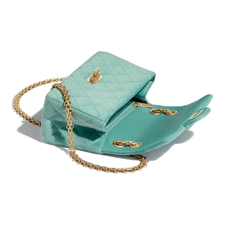 CHANEL 2.55 Suede Flap Bag, Crossbody Bag, Chain Bag, Shoulder Bag Women's Green-2