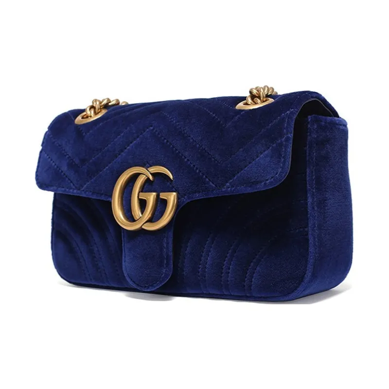 GUCCI Velvet Shoulder Bag, Crossbody Bag Mini Women's Dark Blue-1