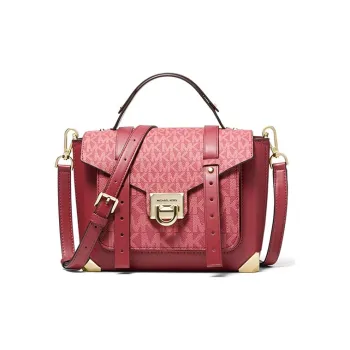 MICHAEL KORS Manhattan Leather Crossbody Bag, Shoulder Bag Medium Size Women's Cherry Red