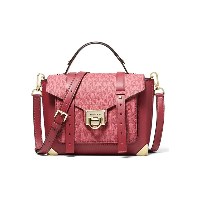 MICHAEL KORS Manhattan Leather Crossbody Bag, Shoulder Bag Medium Size Women's Cherry Red-0