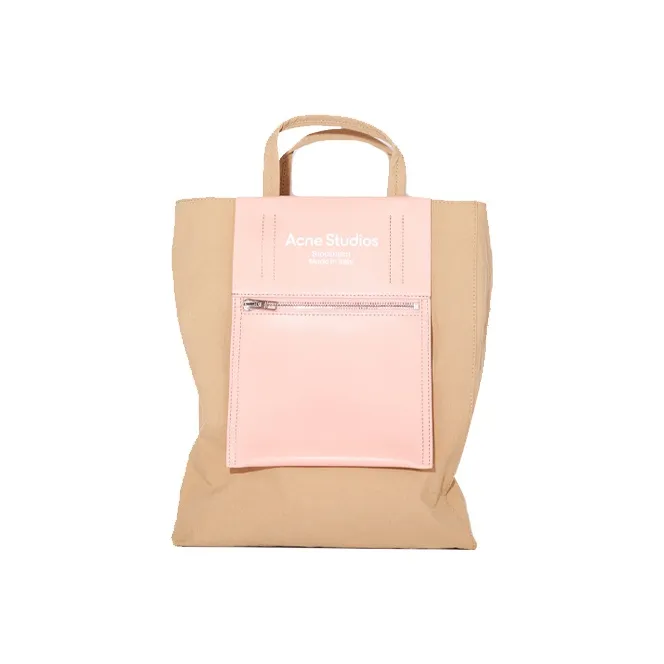 Acne Studios Polyamide Tote Bag Shopping Bag Handbag Medium Size Unisex Brown/Pink-0