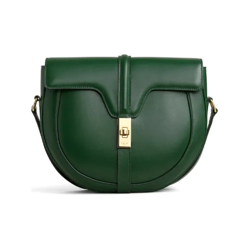 CELINE 16Besace Satin Calfskin Handbag Shoulder Bag Small Size Women's Malachite Green