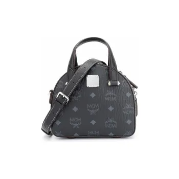 MCM Essential Visetos Origina Leather Crescent Bag, Crossbody Bag, One Shoulder Handbag Mini Women's Black