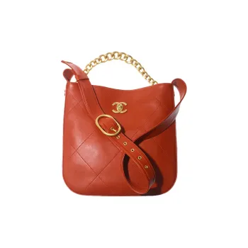 CHANEL Calfskin Tote Bag, Shopping Bag, Hobo Bag, Handbag, Shoulder Bag, Crossbody Bag Women's Dirty Orange