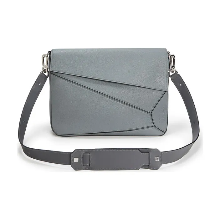 LOEWE Puzzle Soft Grained Calfskin Puzzle Bag Geometric Bag Messenger Bag Shoulder Bag Crossbody Bag Men's Gray-2