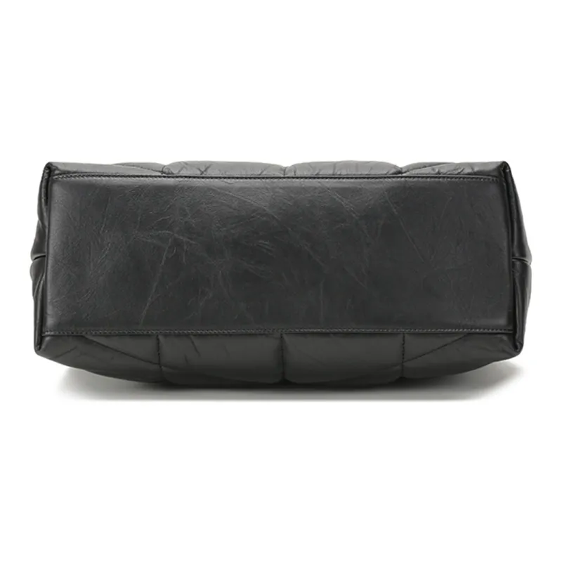 SAINT LAURENT PUFFER Matte Finish Lambskin Cloud Bag Pillow Bag Chain Shoulder Bag Medium Size Women's Black-4