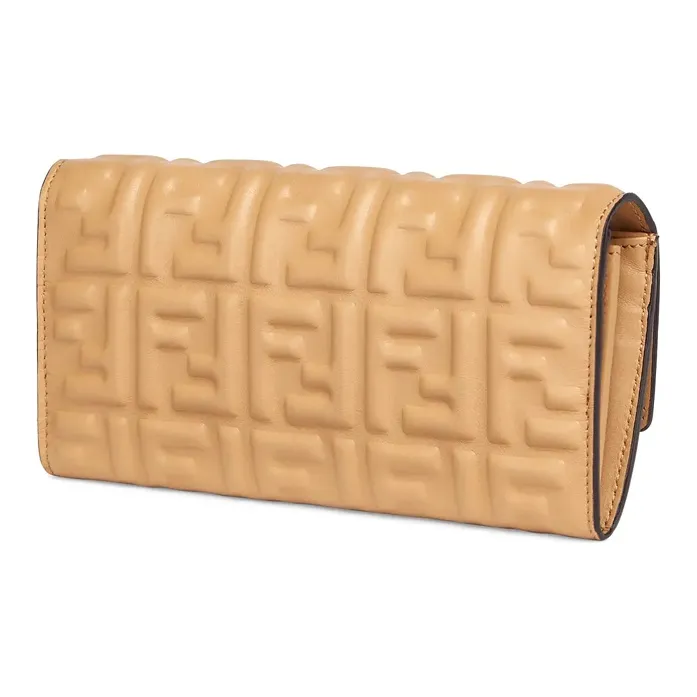 FENDI Baguette Nappa Leather Baguette Bag Wallet Women's Beige-1