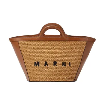 MARNI Cow Leather Woven Bag Handbag Shoulder Bag Crossbody Bag Small Size Women's Brown