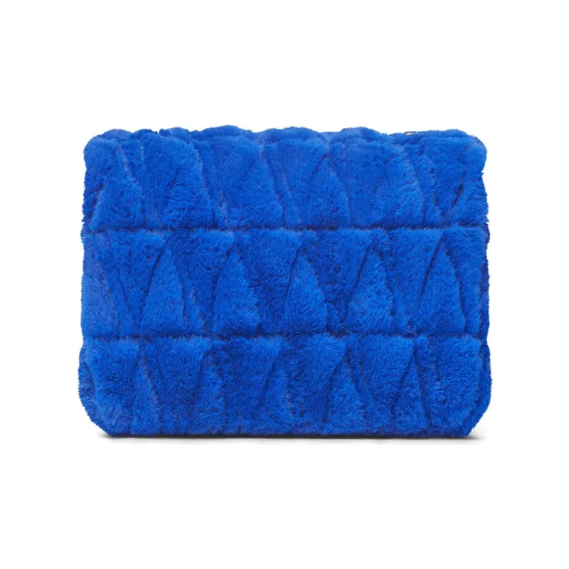VERSACE Faux Fur Shoulder Bag Crossbody Bag Women's Blue-2