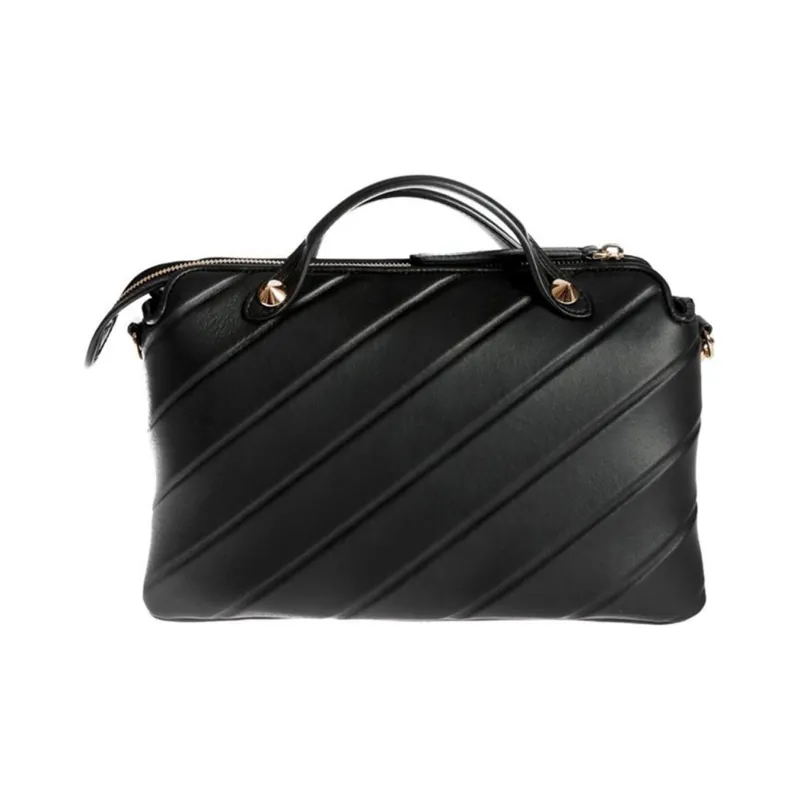 FENDI By The Way Series Twill Calfskin Boston Bag Shoulder Bag Crossbody Bag Handbag Small Size Women's Black-1