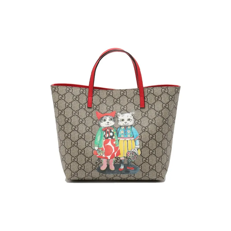 GUCCI Yuko Higuchi Yuko Higuchi Co-Branded Canvas With Leather Tote Bag Shopping Bag Handbag Kids' Bags Kids' Ebony/Red-0