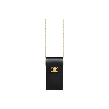 CELINE Cow Leather Shoulder Bag, Crossbody Bag, Cell Phone Pouch Regular Women's Black