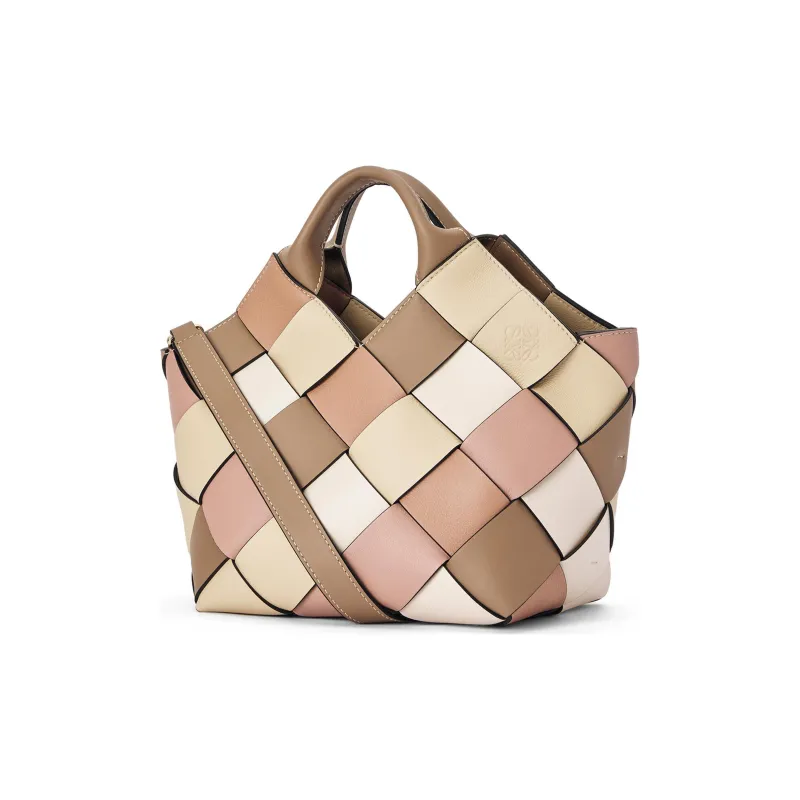 LOEWE Surplus Calfskin Basket Bag Handbag Shoulder Bag Crossbody Bag Small Size Women's Mink Fur Color/Brown-2