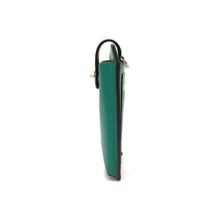 COACH Turnlock Leather One Shoulder Chain Bag Cell Phone Pouch Crossbody Bag Women's Emerald Green-2