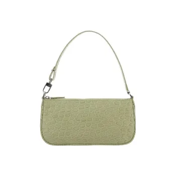 By Far Mini Rachel Leather Zip Closure Shoulder Bag Handbag Mini Women's Olive Green