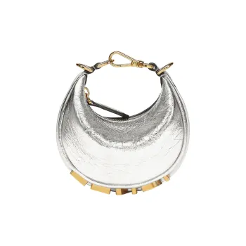 FENDI Fendigraphy Sheepskin Handbag Wrist Bag Mini Women's Silver