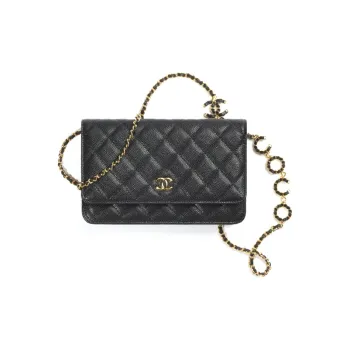 CHANEL 21B Fall Calfskin Coin Purse, Shoulder Bag, Crossbody Bag Women's Black