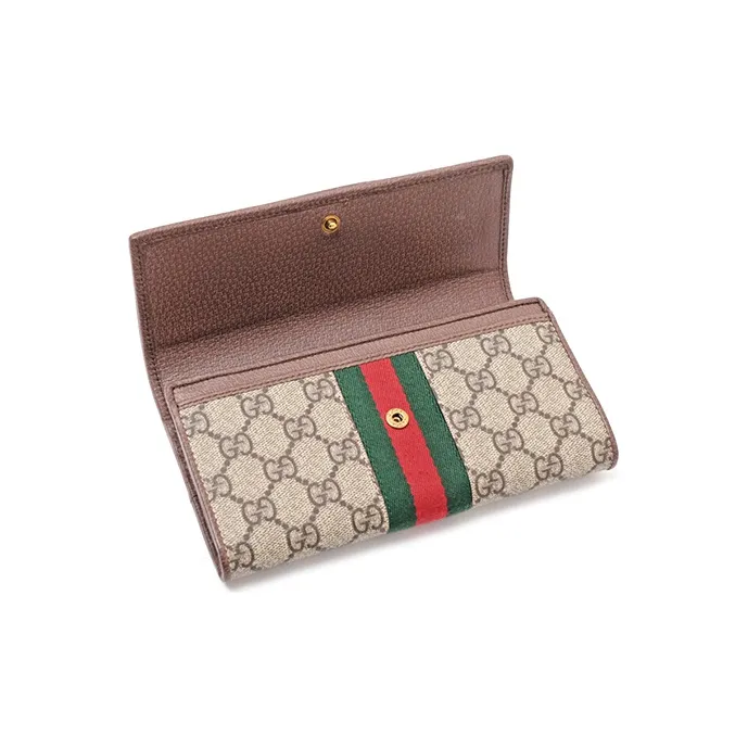 GUCCI Ophidia Canvas With Leather Canvas Bag Wallet Regular Unisex Beige Brown-6