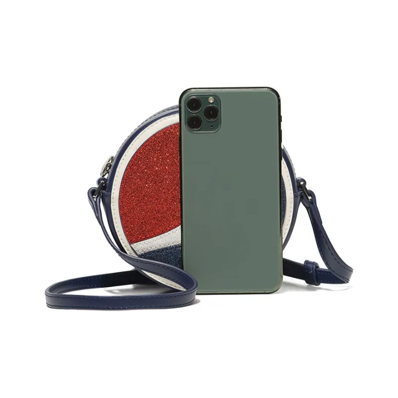 Pepsi PU Small Round Crossbody Bag Unisex Deep Sea Blue-10