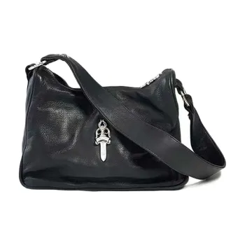 Chrome Hearts Leather Shoulder Bag, Chicken Nugget Bag, Handbag Small Size Women's Black