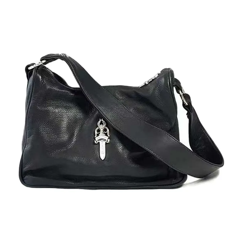 Chrome Hearts Leather Shoulder Bag, Chicken Nugget Bag, Handbag Small Size Women's Black-0