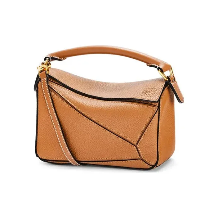 LOEWE Puzzle Grain Calfskin Geometric Puzzle Bag, Crossbody Bag, Shoulder Bag Mini Women's Light Caramel/Light Brown-1