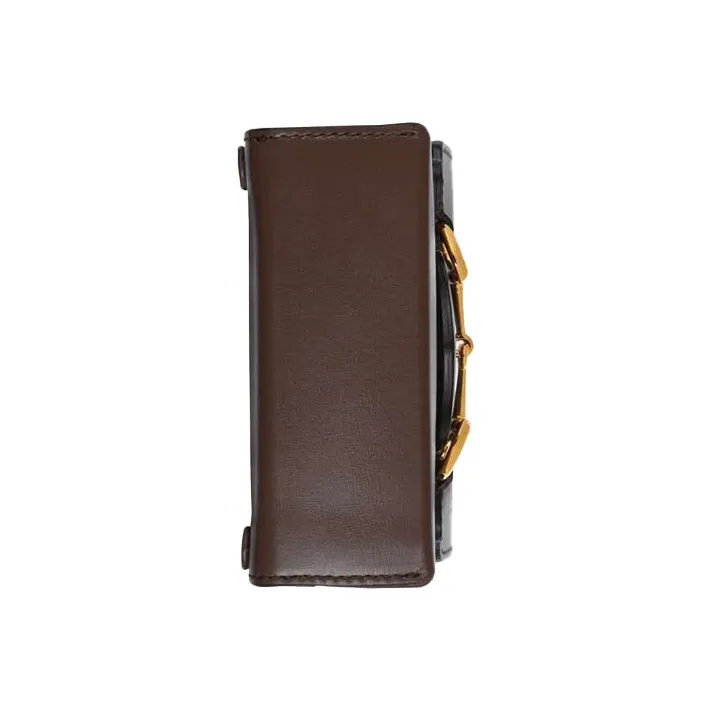 GUCCI Horsebit 1955 Leather Cell Phone Pouch, Cigarette Case, Bag, Crossbody Bag, Shoulder Bag Unisex Brown-6