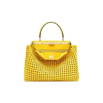 FENDI Peekaboo Leather Shoulder Bag, Crossbody Bag, Handbag Medium Size Women's Yellow