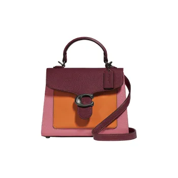 COACH Tabby Embossed Leather Handbag Shoulder Bag Crossbody Bag Women's Purple Pink Orange Multicolor