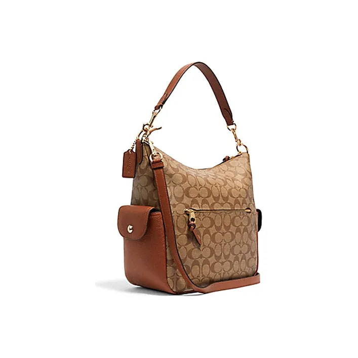 COACH Leather Bucket Bags Crossbody Bags Shoulder Bags Handbags Large Size Women's Khaki-1