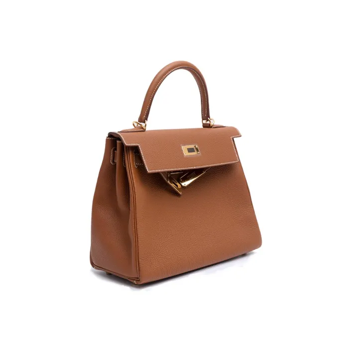 HERMES Togo Calfskin Kelly Bag Handbags Women's Gold Brown-2