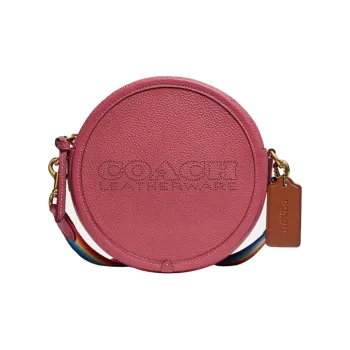 COACH Kia Pebbled Leather Cylinder Bag Shoulder Bag Handbag Crossbody Bag Regular Women's Brass/Rogue Red Plum Red