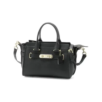COACH Swagger Cow Leather Handbag Large Size Women's Black