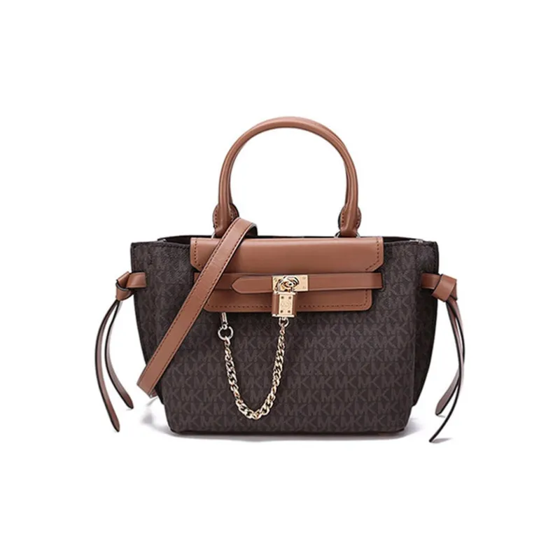 MICHAEL KORS Hamilton Legacy Cow Leather Shoulder Bags Handbags Small Size Women's Dark Brown/Acorn Brown-0