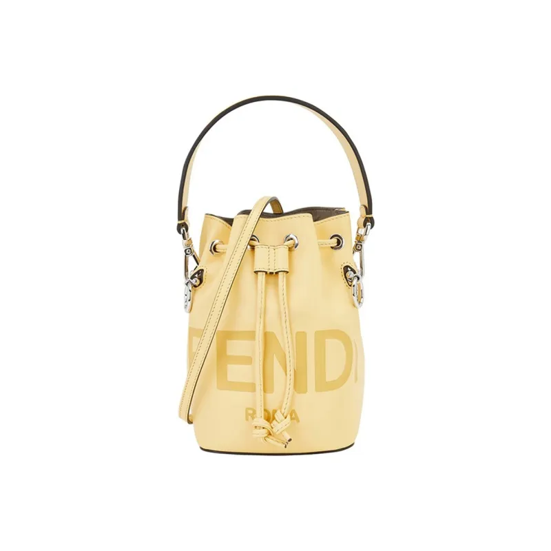 FENDI Mon Tresor Calfskin Bucket Bag, Shoulder Bag, Crossbody Bag, Handbag Mini Women's Yellow-0