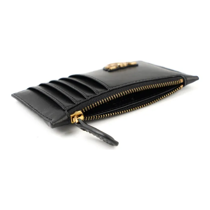 PINKO Cow Leather Card Holder Women's Black Black Gold-4