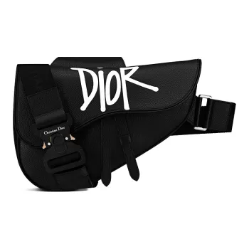 DIOR SACAI Collaboration Saddle Leather Saddle Bag Fanny Pack Sling Bag Crossbody Bag Men's Black