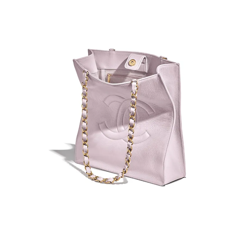 CHANEL Calfskin And Gold Metal Shoulder Bag Women's Purple Lilac-2