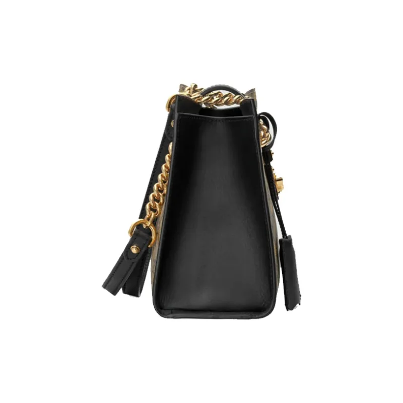 GUCCI Padlock Canvas With Leather Lock Bag, Shoulder Bag, Crossbody Bag, Handbag Small Size Women's Ebony/Black-2