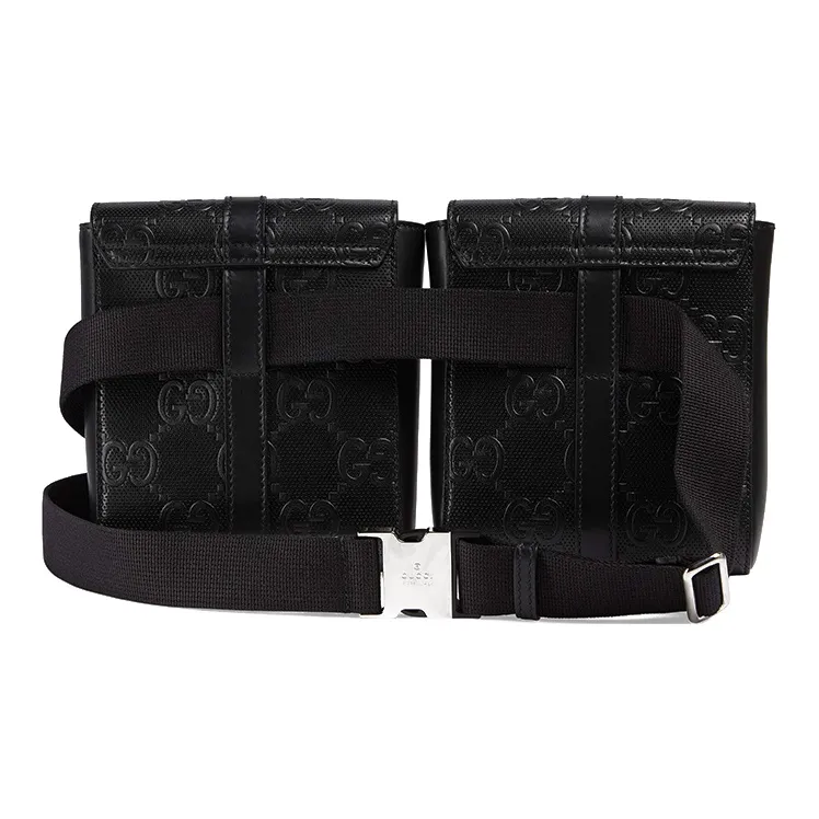 GUCCI Leather Shoulder Bag Crossbody Bag Sling Bag Fanny Pack Men's Black-1