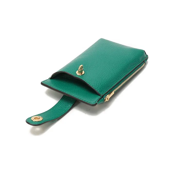 COACH Turnlock Leather One Shoulder Chain Bag Cell Phone Pouch Crossbody Bag Women's Emerald Green-5